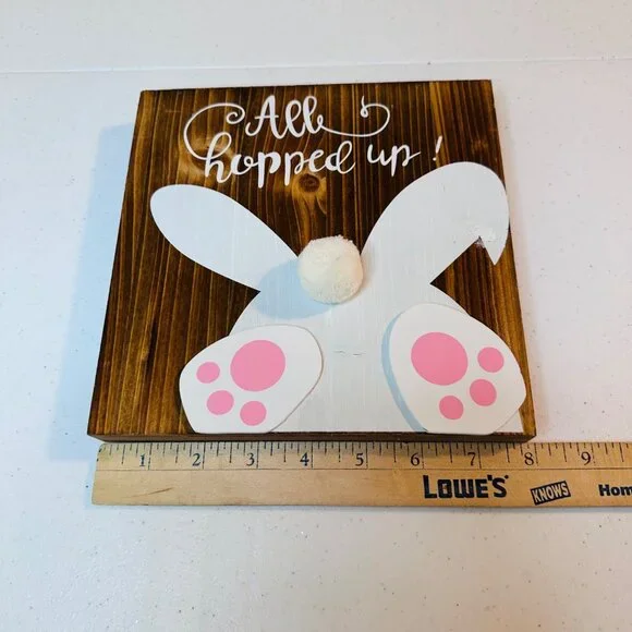 Easter hanging decoration ALL HOPPED UP bunny spring springtime decoration - Picture 2 of 11